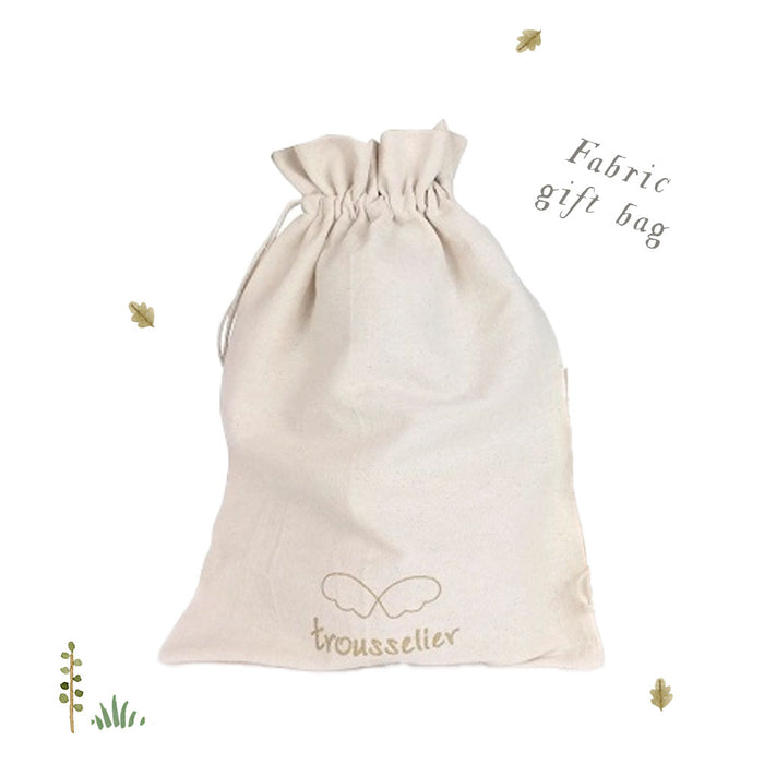 Trousselier soft flat bunny rattle in fabric gift bag - ivory