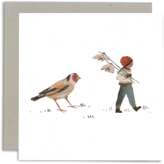 Goldfinch and Snowdrops Card