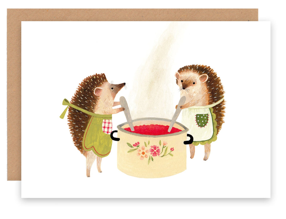 Greeting Card - Hedgehog Making Jam