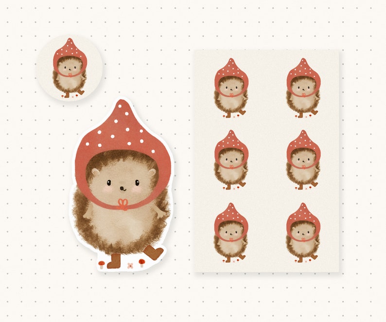 Handmade Paper Stickers - Pixie Hedgehog
