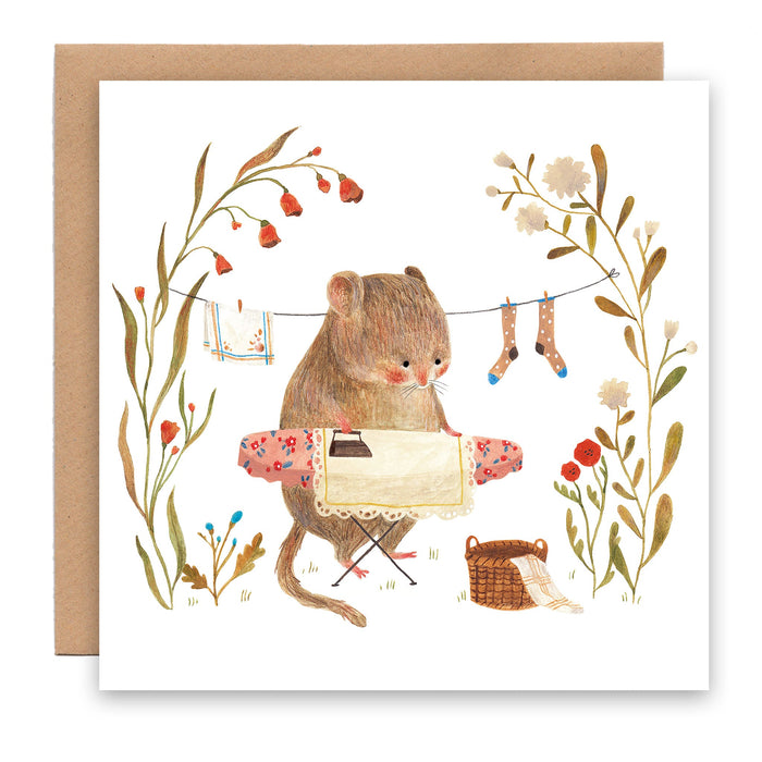 Greeting Card - Housework Mouse
