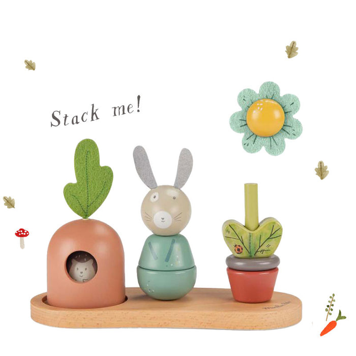 Moulin Roty Three Rabbits Wooden Stacking Toy