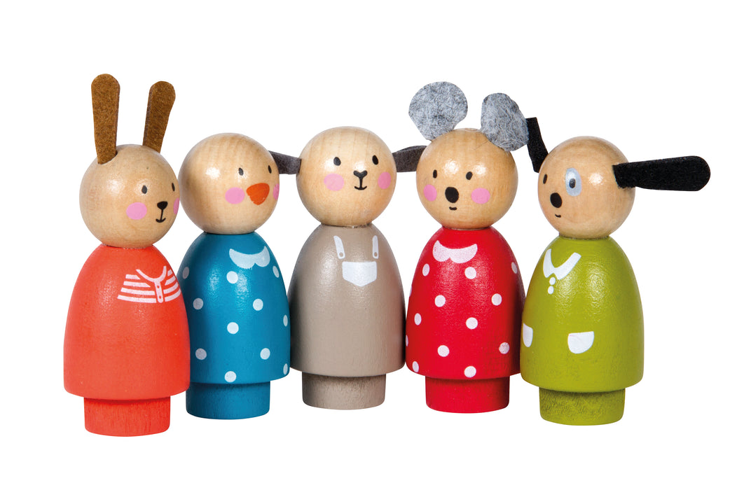 Moulin Roty Grand Family wooden peg animals