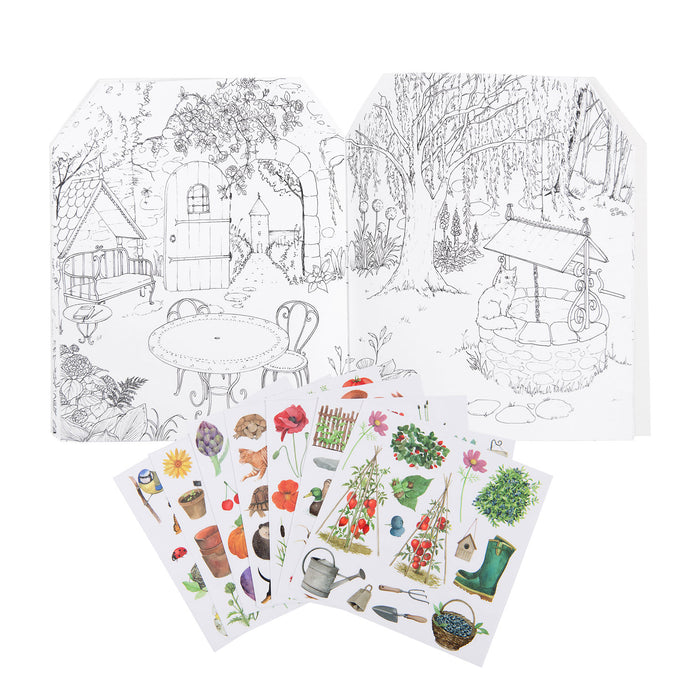 Moulin Roty colouring book & sticker book - greenhouse