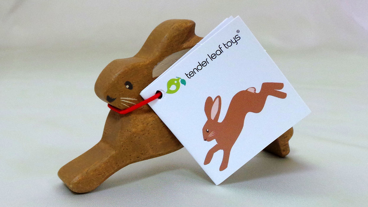 Little wooden woodland animal - leaping hare