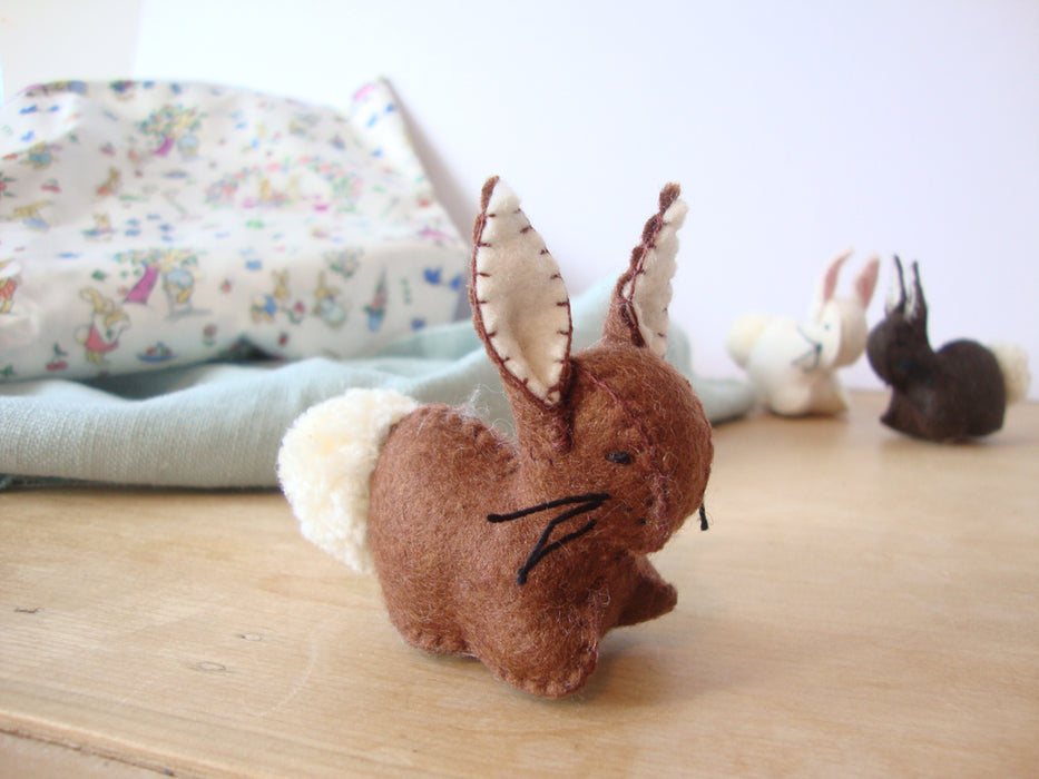 Handmade little felt rabbit - brown