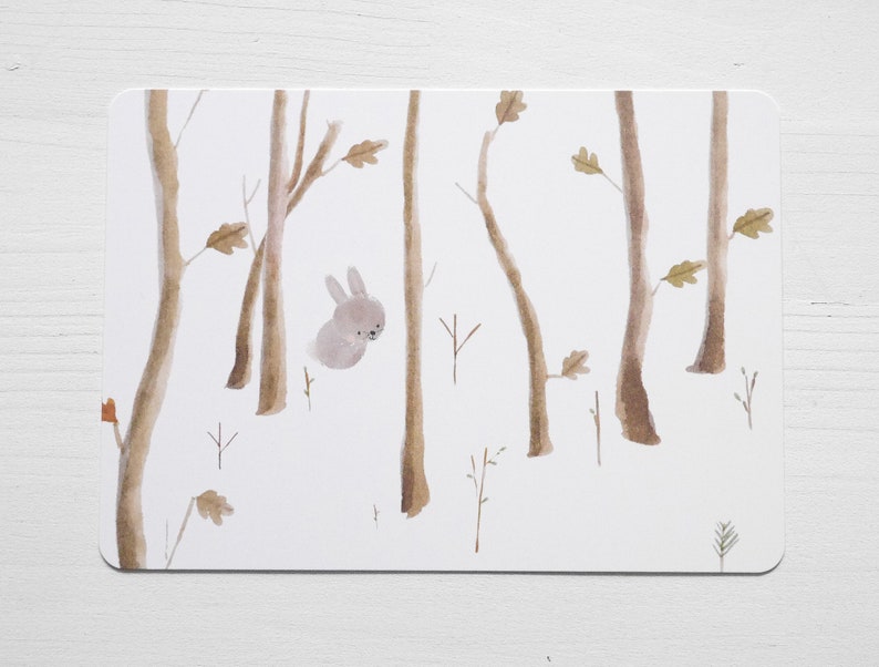 Postcard & Envelope - Bunny in the Woods