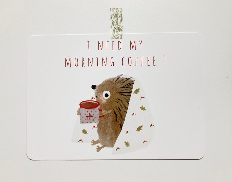 Postcard & Envelope - Hedgehog & Morning Coffee