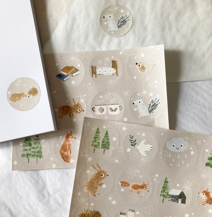 Handmade Paper Stickers - Cosy Woodland
