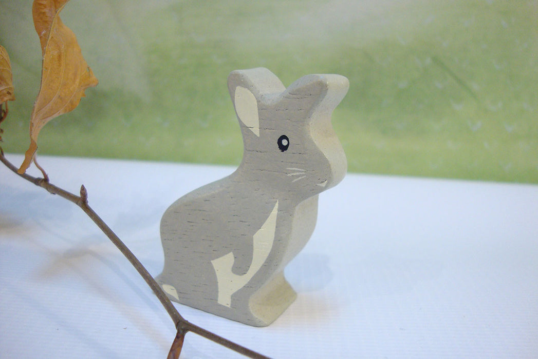 Little wooden woodland animal - grey rabbit